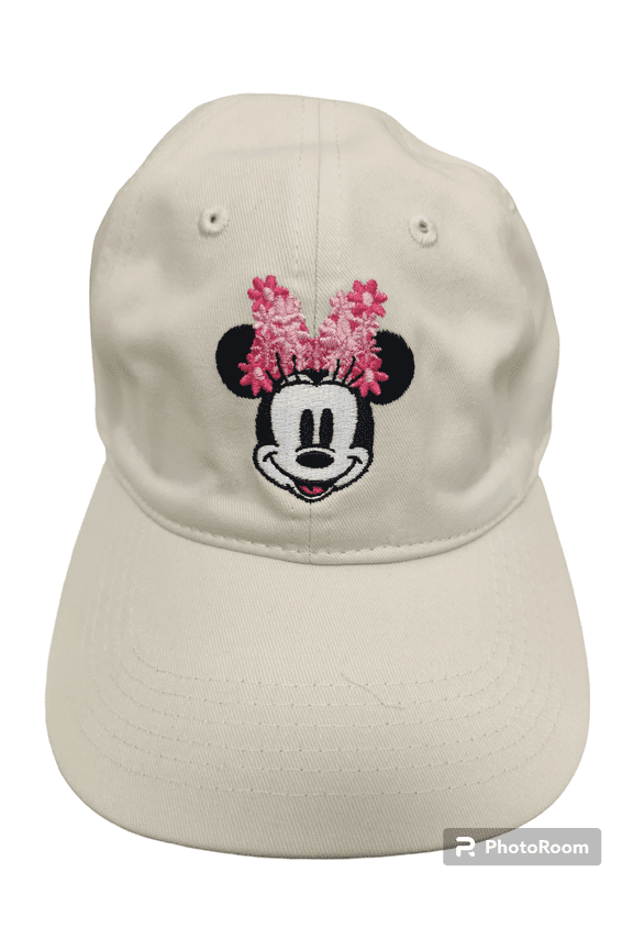 Minnie Mouse Dad Hat, Flower Bow Adjustable Unisex Baseball Cap, Off White, One Size