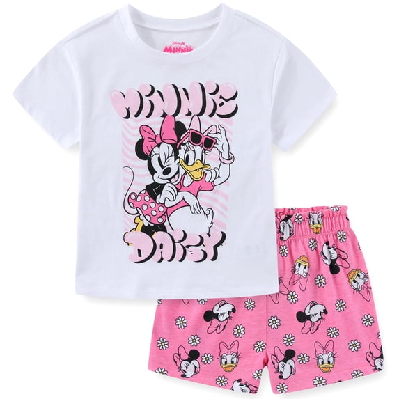 Disney Minnie Mouse Daisy Duck Short Sleeve T-Shirt and Shorts Set (Girls), 2 Piece Set, Sizes 2T-7