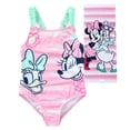 thumbnail image 1 of Disney Minnie Mouse Daisy Duck UPF 50+ One Piece Swimsuit Bathing Suit with Towel (Girls), 2 Piece Set, Sizes 2T-6X, 1 of 6