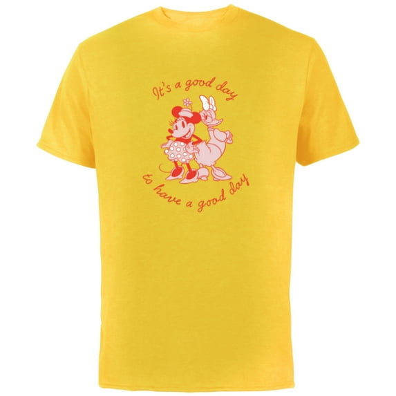 Disney Minnie Mouse Daisy Duck a Good Day to Have a Good Day - Short Sleeve Cotton T-Shirt for Adults - Customized-Yellow