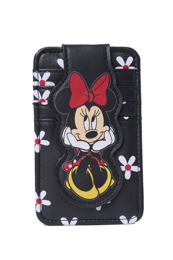 Minnie Mouse Daisy Slim Card Holder Wallet - Black Floral ID Case