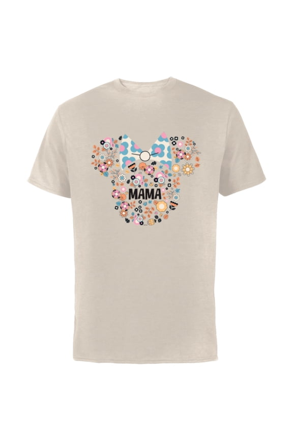 Minnie Mouse Disney Mama Icon Flowers Mother’s Day - Short Sleeve Cotton T-Shirt for Adults - Customized-Natural