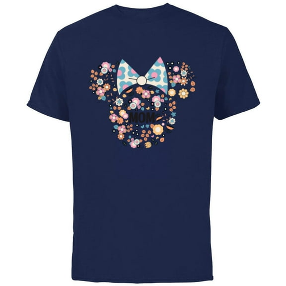 Disney Minnie Mouse Disney Mom Icon Flowers Mother’s Day - Short Sleeve Cotton T-Shirt for Adults - Customized-Navy