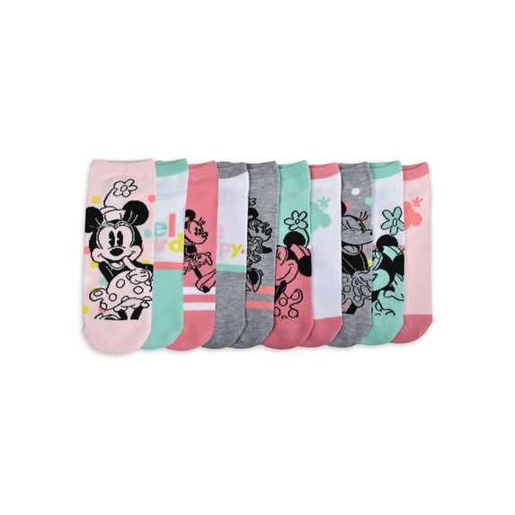 Disney Minnie Mouse Disney Womens' 10-Pack Low-Cut Socks, Shoe Size 4-10