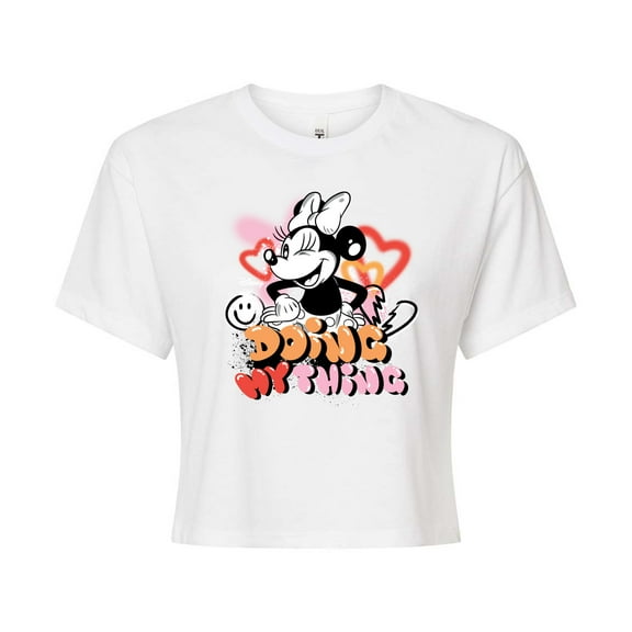 Disney - Minnie Mouse - Doing My Thing - Juniors Cropped Cotton Blend T-Shirt
