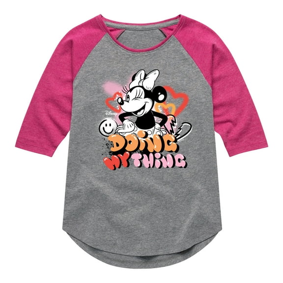 Disney - Minnie Mouse Doing My Thing - Toddler & Youth Girls Raglan Graphic T-Shirt