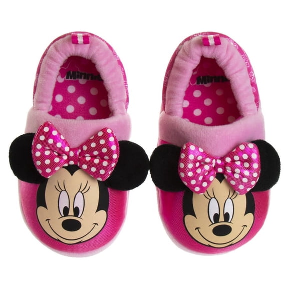 Disney Minnie Mouse Dual Sizes Girls Casual Slippers (Toddler/Little Kids) - Flower/Pink, 11-12