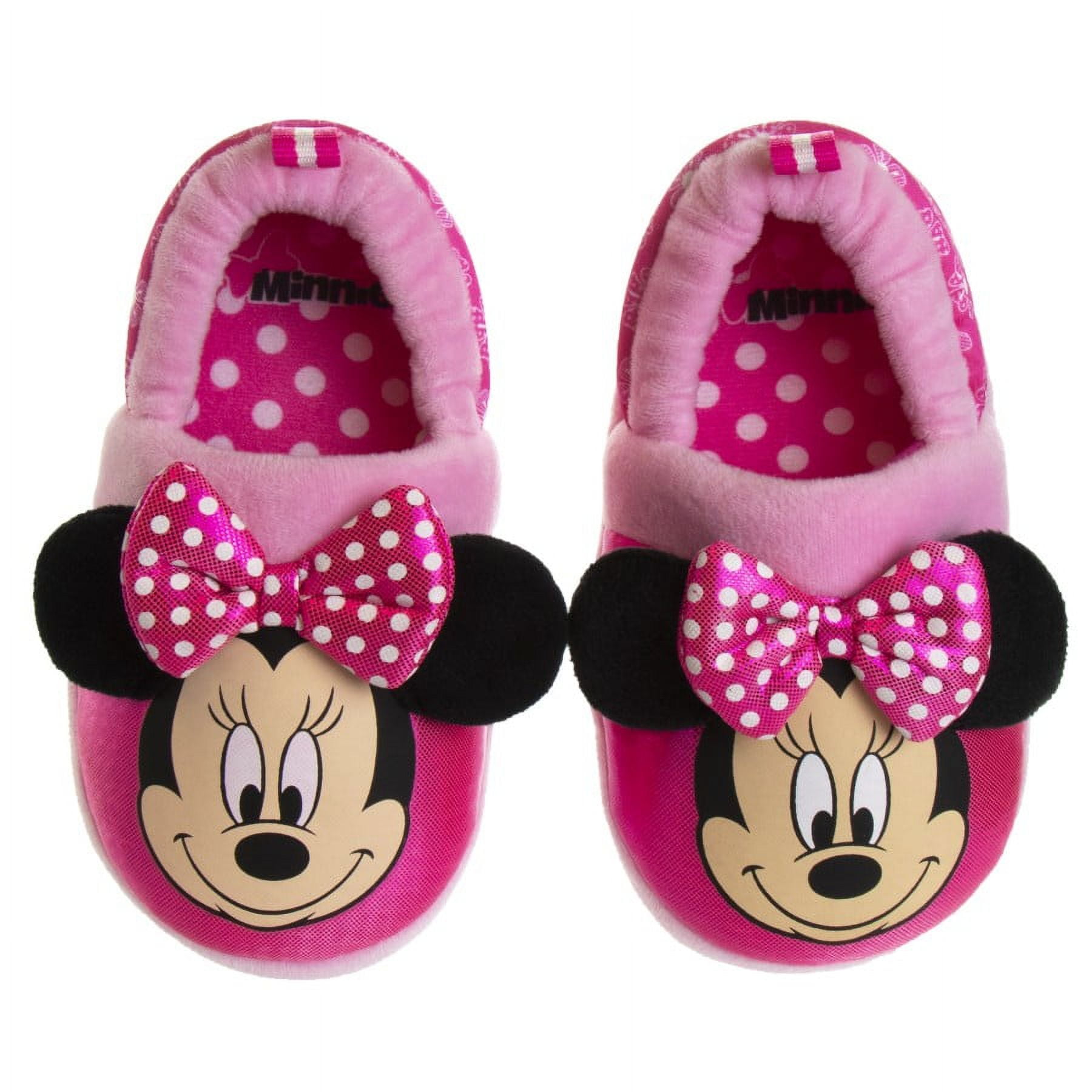 Disney Minnie Mouse Dual Sizes Girls Casual Slippers (Toddler/Little Kids) - Flower/Pink, 7-8