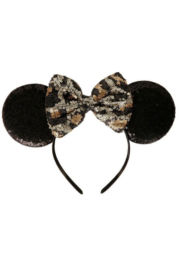 - Minnie Mouse Ears Bow Headbands, Girl's Fashion Cheetah Sequin