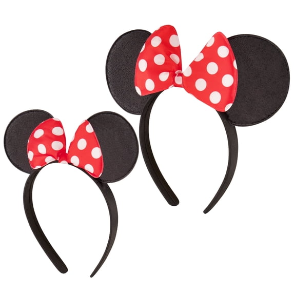 Disney Minnie Mouse Ears, Set of 2 Headbands for Mommy and Me, Matching for Adult and Little Girl Ages 2-7