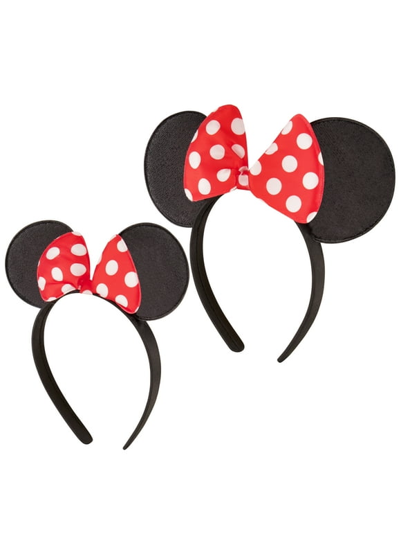 Disney Minnie Mouse Ears, Set of 2 Headbands for Mommy and Me, Matching for Adult and Little Girl Ages 2-7