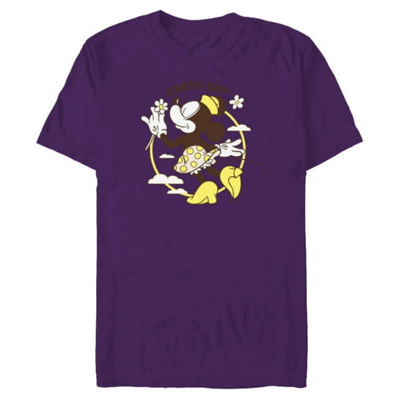 Disney Minnie Mouse Earth Day Clouds Flowers Retro Vintage - Short Sleeve Blended T-Shirt for Adults - Customized-Purple