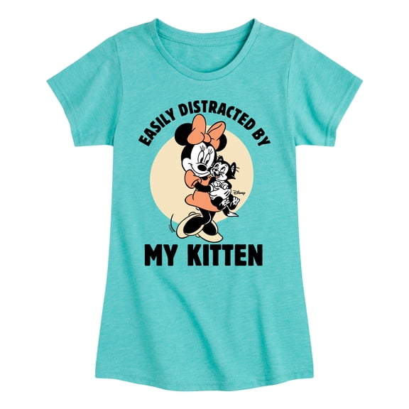 Disney - Minnie Mouse - Easily Distracted by Kittens - Toddler & Youth Girls Short Sleeve Graphic T-Shirt