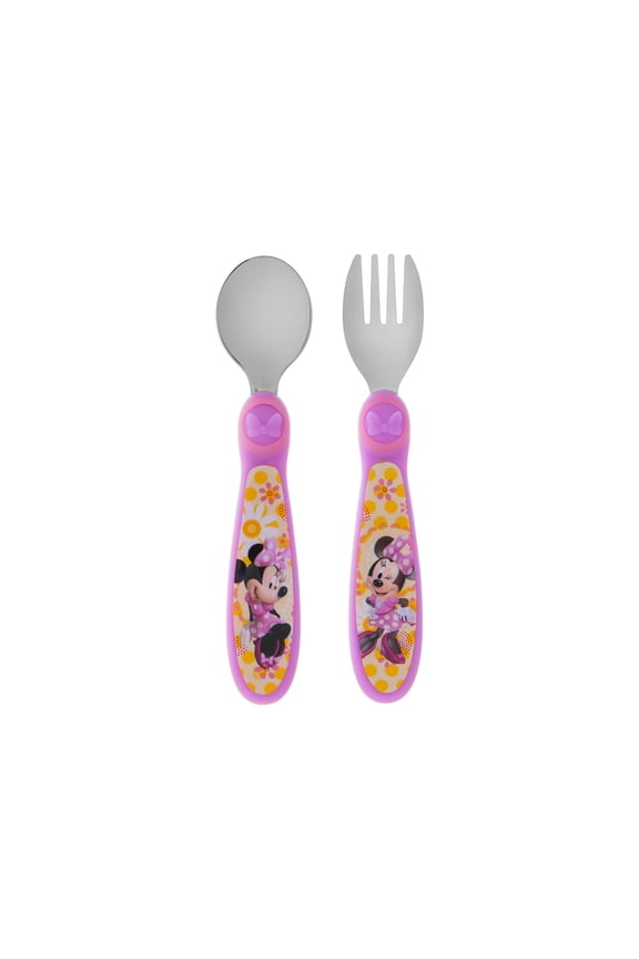 Minnie Mouse Easy Grasp Fork & Spoon, Toddler Flatware, 9m+