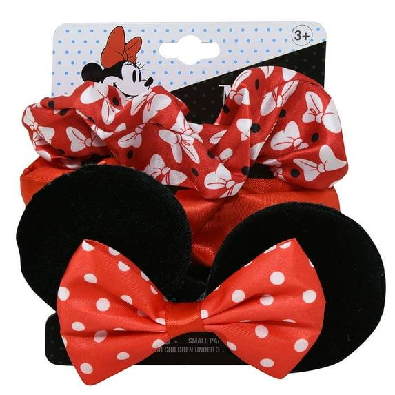 Disney Minnie Mouse Elastic Hair Scrunchies Bows Polka Dot 3 Piece Set