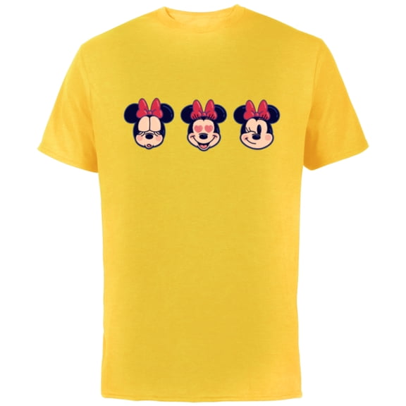 Disney Minnie Mouse Emoticon Expressions - Short Sleeve Cotton T-Shirt for Adults - Customized-Yellow