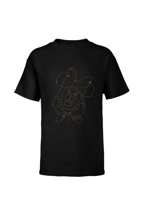 Minnie Mouse Face Constellation - Short Sleeve T-Shirt for Kids - Customized-Black