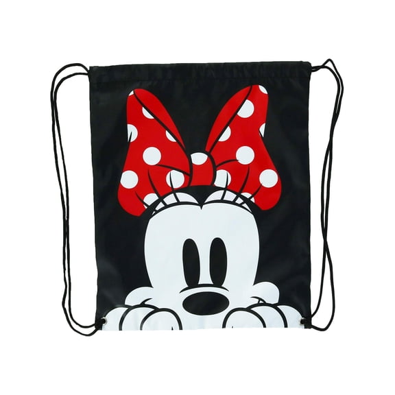 Disney Minnie Mouse Black Nylon Drawstring Tote