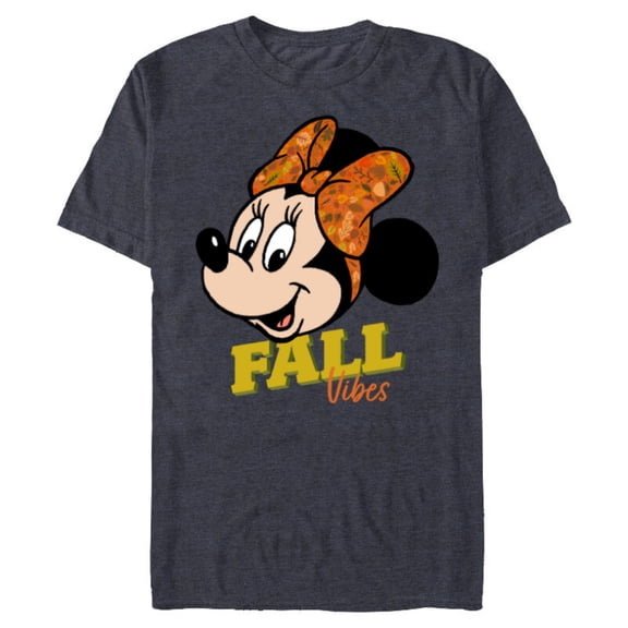 Disney Minnie Mouse Fall Vibes Autumn Leaves - Short Sleeve Blended T-Shirt for Adults - Customized-Navy Heather