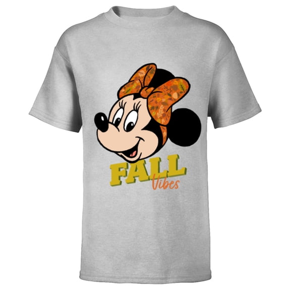 Disney Minnie Mouse Fall Vibes Autumn Leaves - Short Sleeve T-Shirt for Kids - Customized-Athletic Heather
