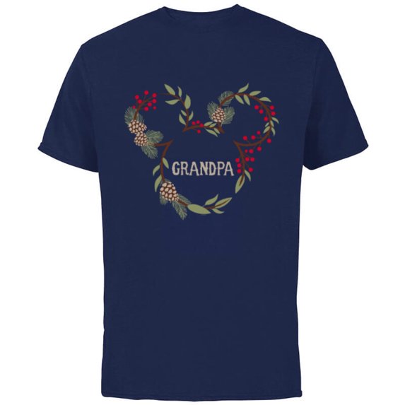 Disney Minnie Mouse Family Holiday (Grandpa) - Short Sleeve Cotton T-Shirt for Adults - Customized-Navy