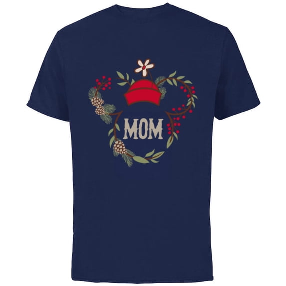 Disney Minnie Mouse Family Holiday (Mom) - Short Sleeve Cotton T-Shirt for Adults - Customized-Navy