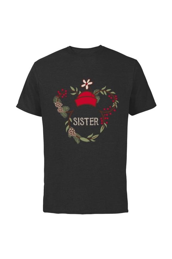 Minnie Mouse Family Holiday (Sister) - Short Sleeve Cotton T-Shirt for Adults - Customized-Black