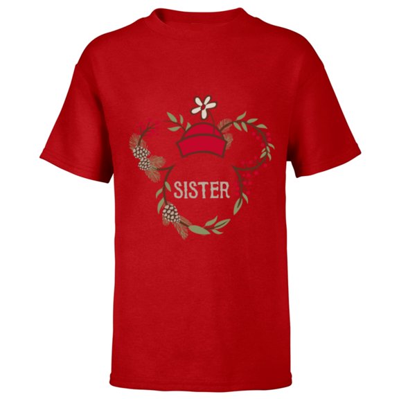 Disney Minnie Mouse Family Holiday (Sister) - Short Sleeve T-Shirt for Kids - Customized-Red