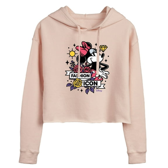 Disney - Minnie Mouse - Fashion Icon - Juniors Cropped Pullover Hoodie