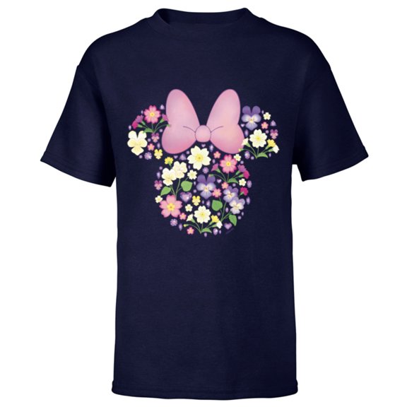 Disney Minnie Mouse February Birth Month Birthstone & Flower - Short Sleeve T-Shirt for Kids - Customized-Navy