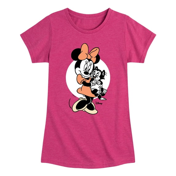 Disney - Minnie Mouse & Figaro Hugs - Toddler & Youth Girls Short Sleeve Graphic T-Shirt