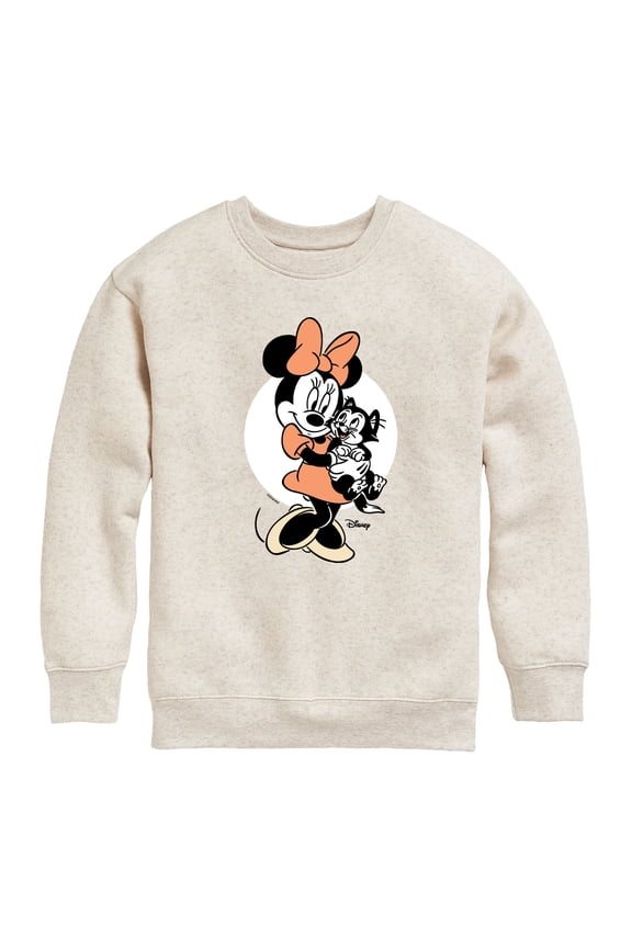 - Minnie Mouse & Figaro Hugs Graphic Long Sleeve Fleece Sweatshirt