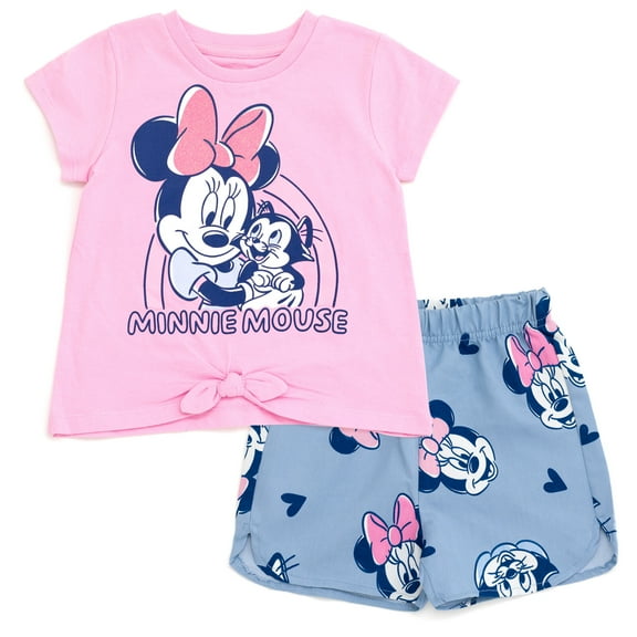 Disney Minnie Mouse Figaro T-Shirt and Chambray Shorts Outfit Set Newborn to Toddler