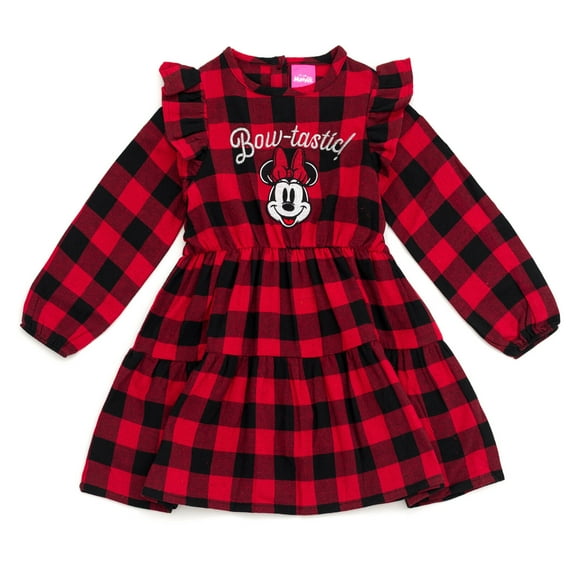 Disney Minnie Mouse Flannel Dress Buffalo Plaid Toddler to Big Kid
