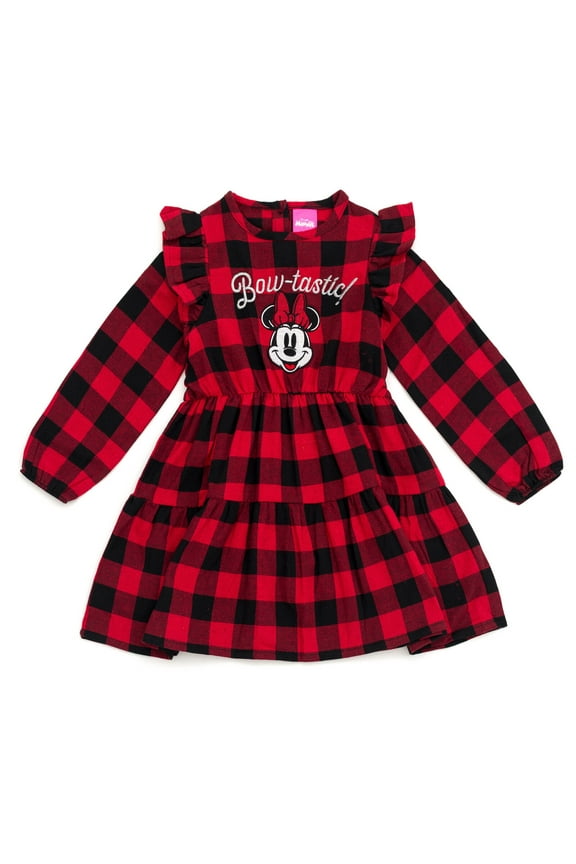 Minnie Mouse Flannel Dress Buffalo Plaid Toddler to Big Kid
