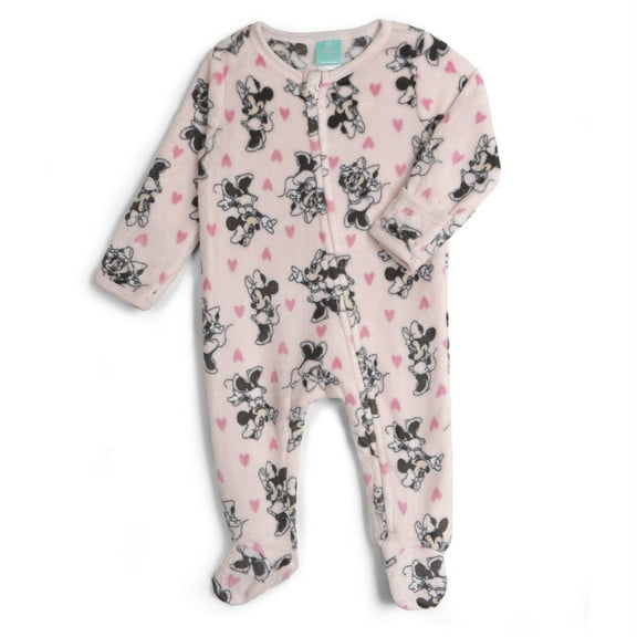 Disney Minnie Mouse Flannel Fleece Zip Up Woobie Sleep N' Play Coverall Newborn