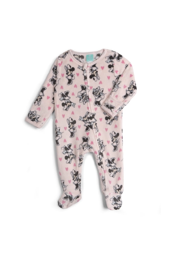 Minnie Mouse Flannel Fleece Zip Up Woobie Sleep N' Play Coverall Newborn
