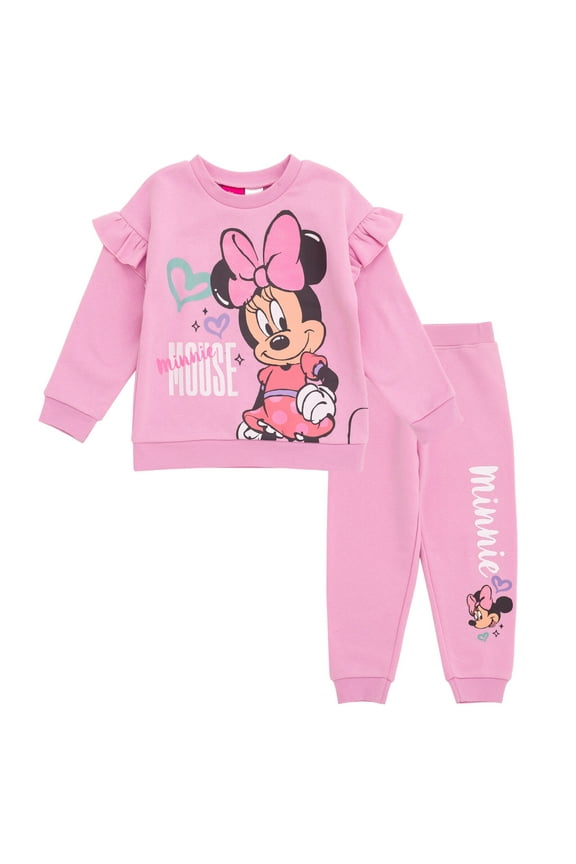 Minnie Mouse Fleece Drop Shoulder Sweatshirt and Jogger Pants Outfit Set Newborn to Little Kid