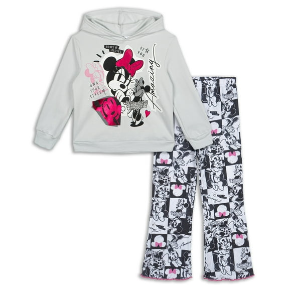 Disney Minnie Mouse Fleece Pullover Hoodie and Flare Leggings Outfit Set Toddler to Big Kid