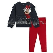 DISNEY Minnie Mouse Fleece Sweatshirt and Leggings Outfit Set Toddler to Big Kid