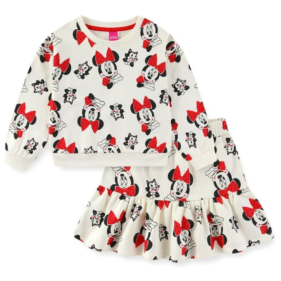 Disney Minnie Mouse Fleece Sweatshirt and Skort Skirt (Girls), 2 Piece Set, Sizes 3T-6X
