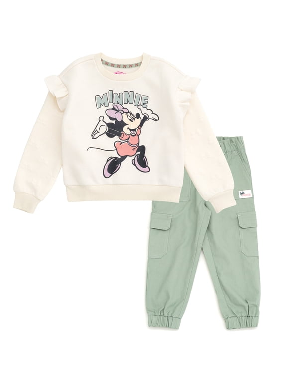 Minnie Mouse Toddler Girls' Fleece Sweatshirt and Twill Pants Set Tusk Aqua