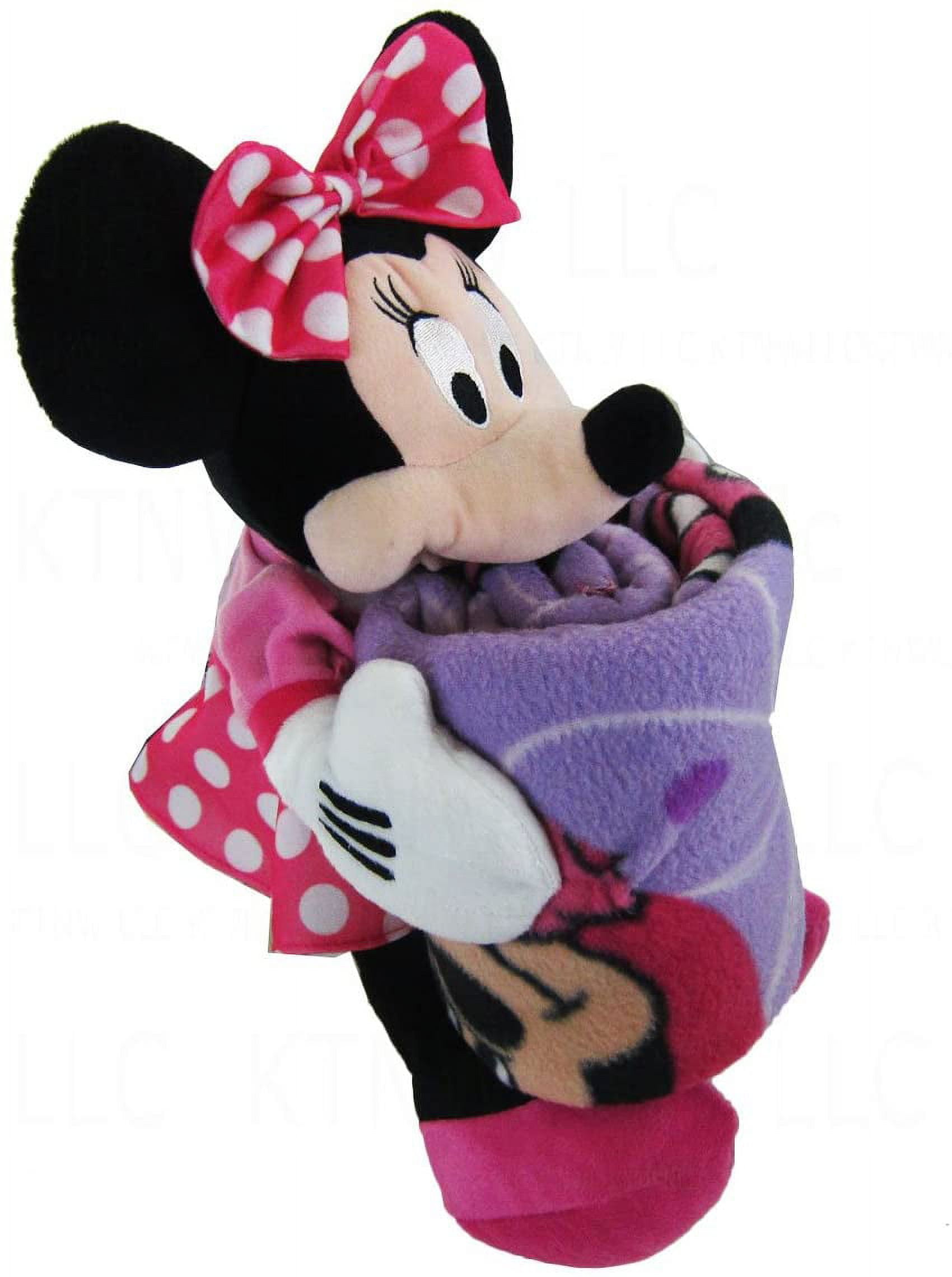 Disney Minnie Mouse Fleece Throw Blanket and Stuffed Character Plush Pillow