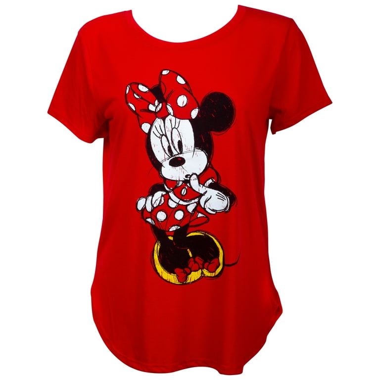 Flirty Minnie Disney (Juniors) Red Women\'s Mouse T-Shirt
