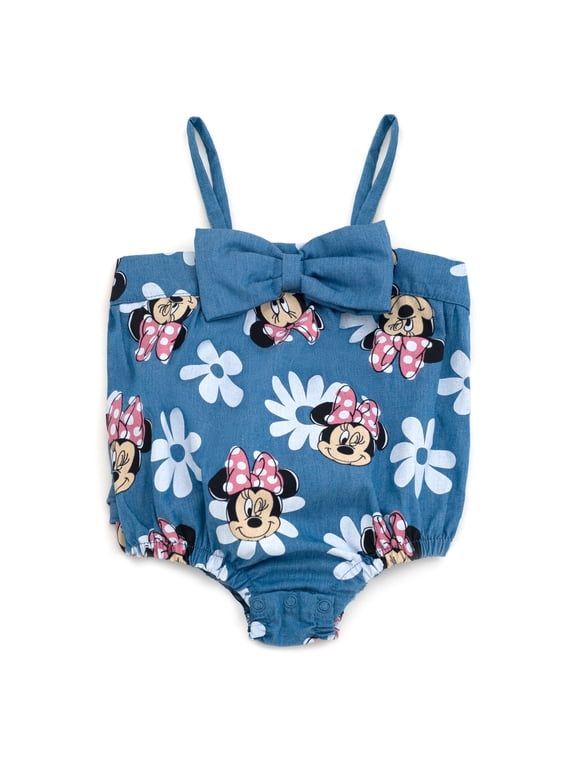 Minnie Mouse Floral Bubble Romper Chambray Newborn to Infant
