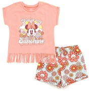Disney Minnie Mouse T-Shirt and French Terry Shorts Outfit Set Toddler to Big Kid