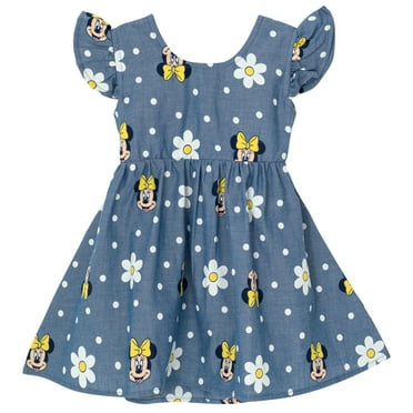 Disney Minnie Mouse Floral Toddler Girls Chambray Skater Dress Flowers 2T