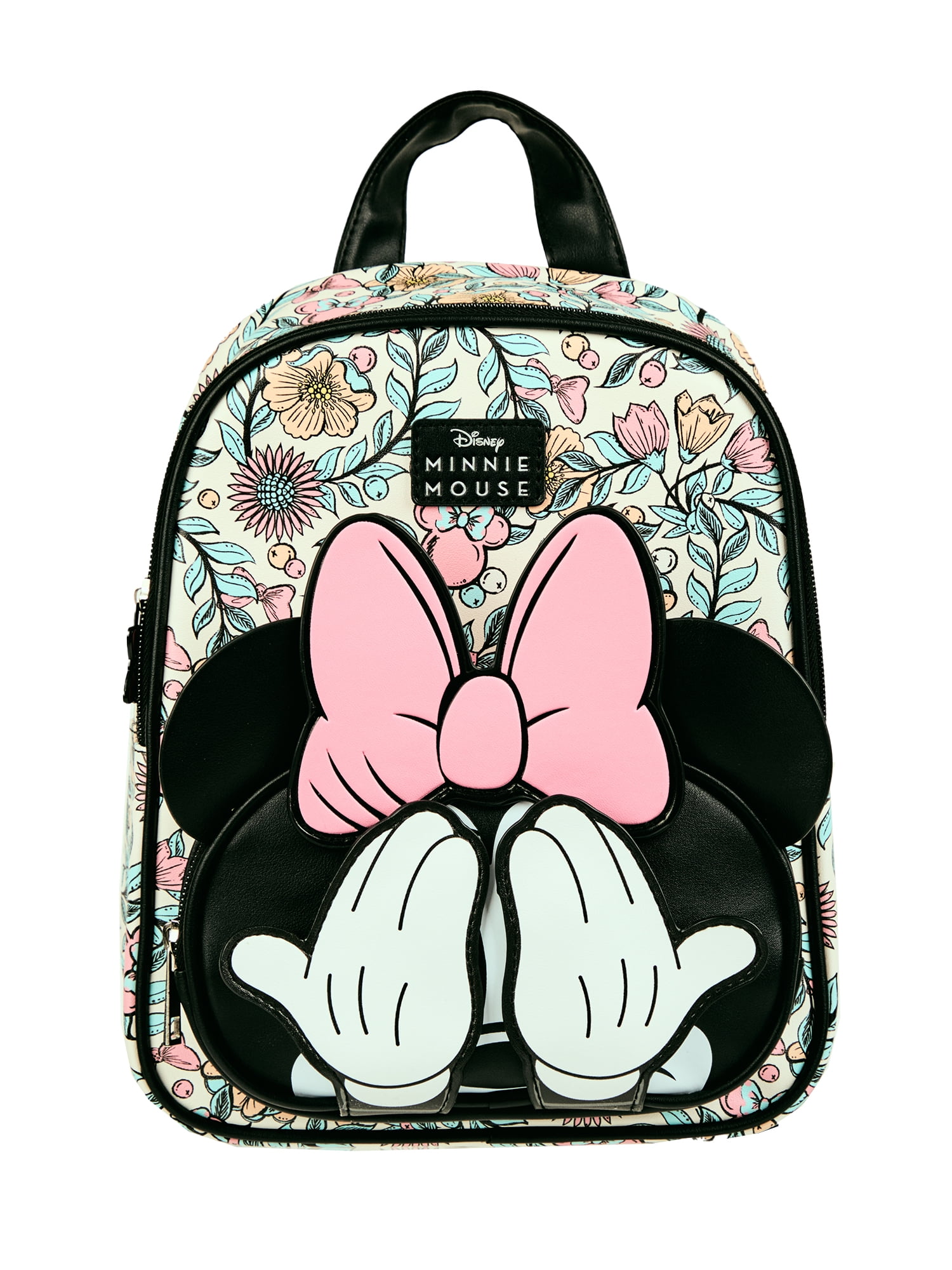 Disney Minnie Mouse Floral Mini Backpack Black/White Adjustable