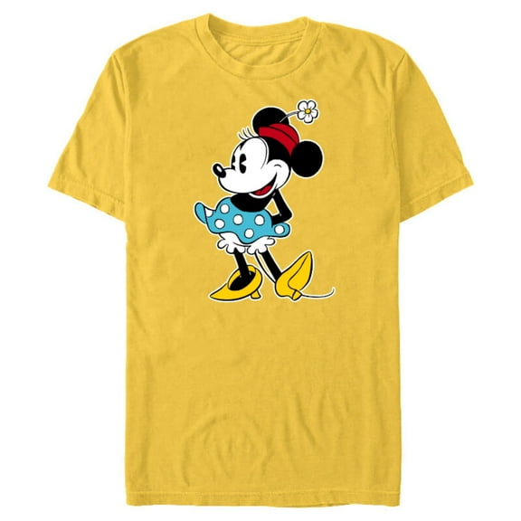 Disney Minnie Mouse Flower Hat - Short Sleeve Blended T-Shirt for Adults -Customized-Yellow