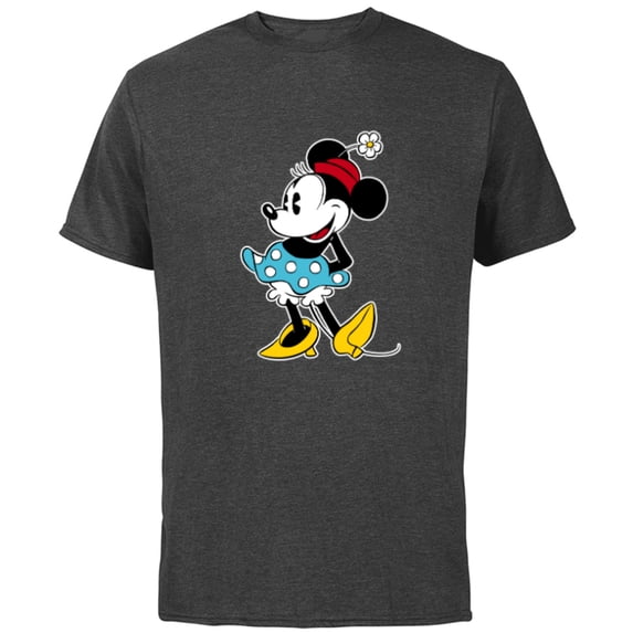Disney Minnie Mouse Flower Hat - Short Sleeve Cotton T-Shirt for Adults -Customized-Charcoal
